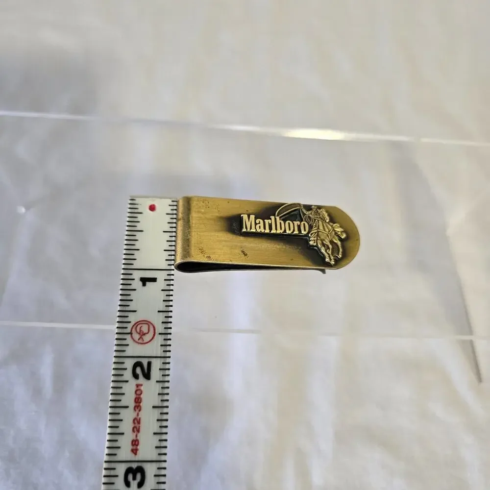 Vintage Marlboro Cowboy Brass Money Clip Western Advertising Promo Collectible